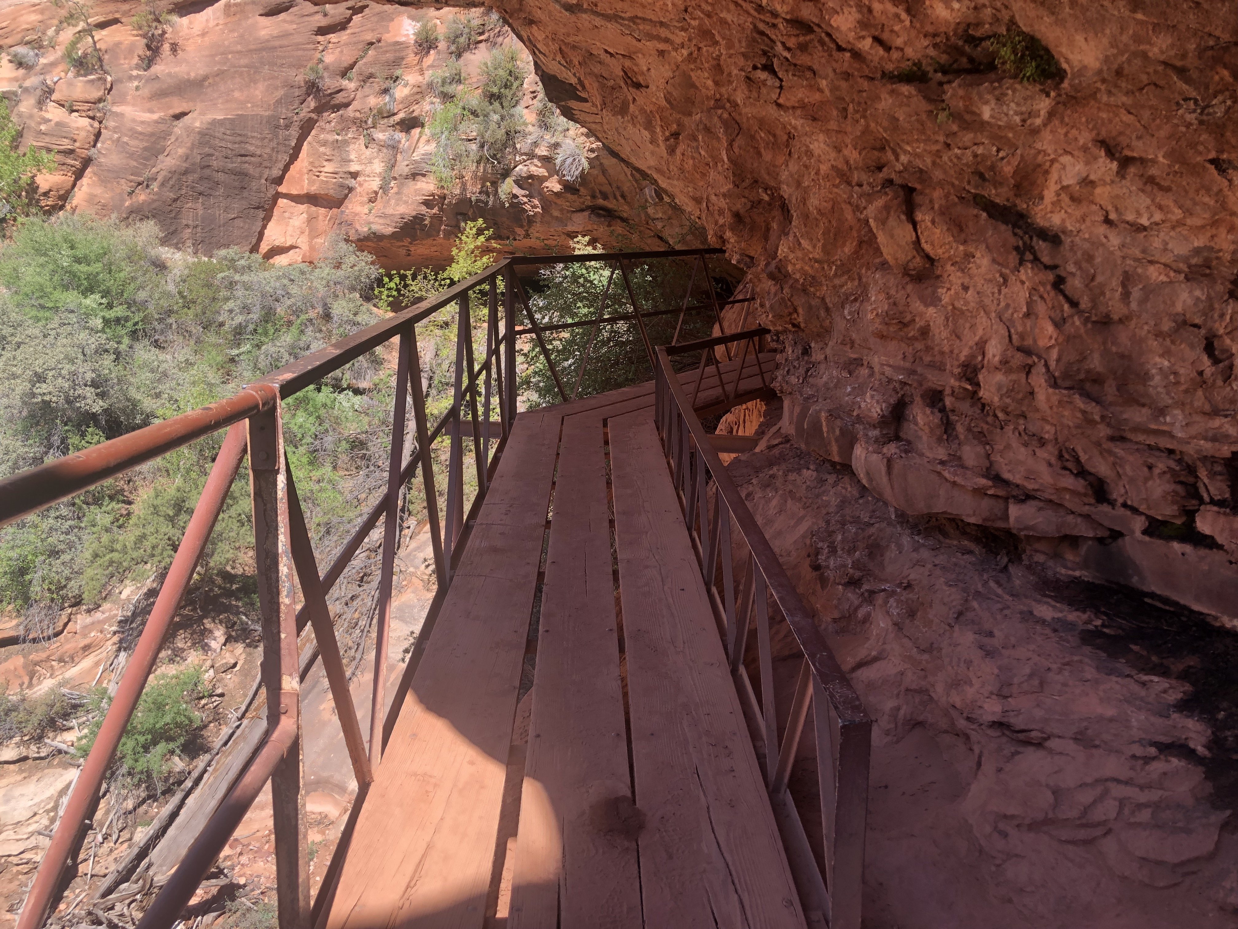 A wooden walkway encountered while hiking Canyon Overlook Trail